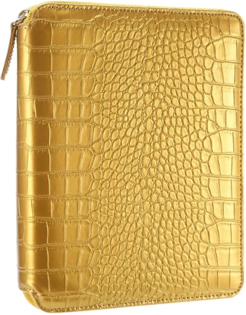 VJ DEFTER CROCO ZIPPER FOLDER ORGANİZER 14.8x20 Cm. 120 Gr. 80 YP. NOKTALI ALTIN 7776