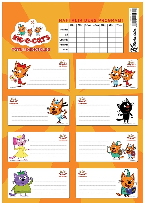 KESKİN ETİKET DERS PROGRAMLI 3 LÜ TATLI KEDİCİKLER 220130-80