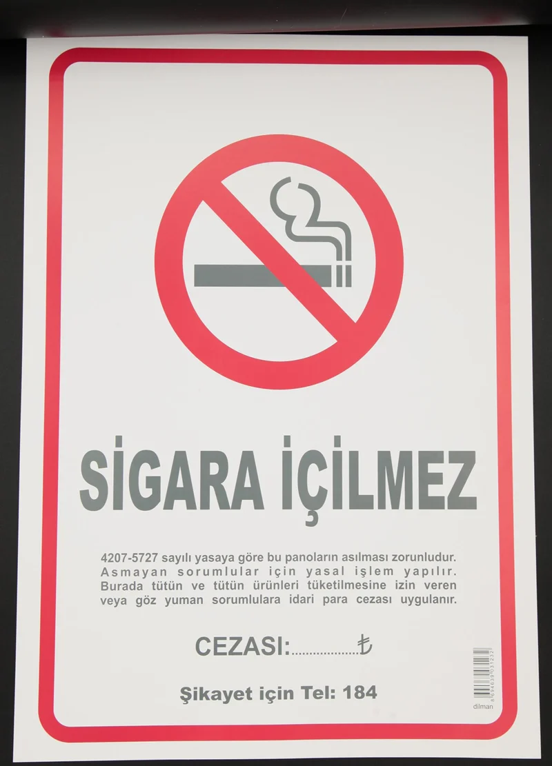 DİLMAN SİGARA İÇİLMEZ LEVHASI 50x70 24 LÜ 3124