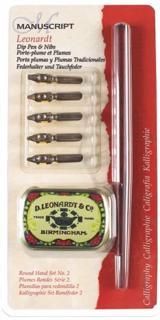 MANUSCRIPT DIP PEN UÇ SETİ METAL SAKLAMA KUTULU + SAP YUVARLAK 5 Lİ MDP2036