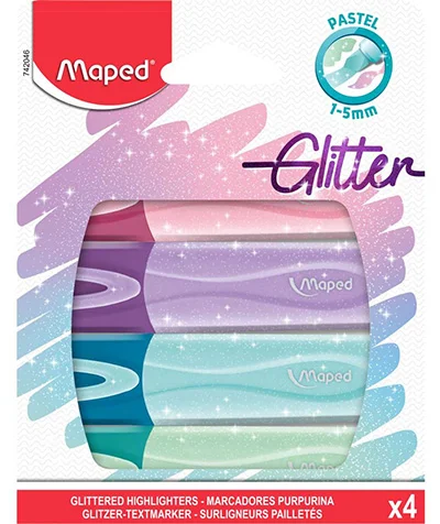 MAPED FOSFORLU KALEMLER GLITTER PASTEL 4'LÜ 742046