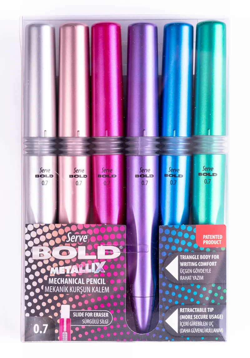 SERVE VERSATİL KALEM BOLD 0.7 SET 6 LI METALİK PET SV-BD0.7M6PKR