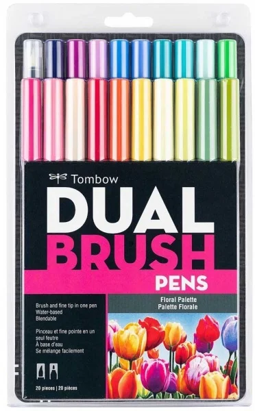 TOMBOW AB-T DUAL BRUSH PEN GRAFİK KALEMİ  SETİ 20 RENK FLORAL (192) T-AB-T-20CFL