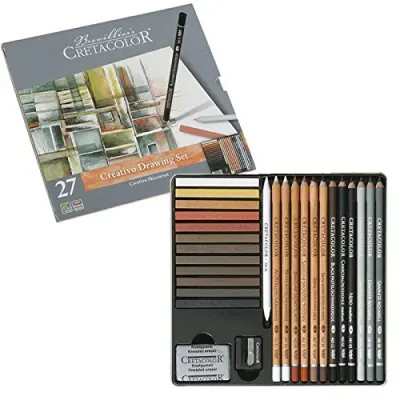 CRETACOLOR CREATİVO DRAWİNG SET PREMİUM ÇİZİM SETİ METAL KUTU 27 PARÇA 40031