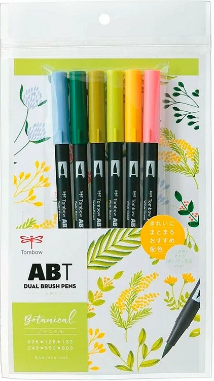 TOMBOW AB-T DUAL BRUSH PEN GRAFİK KALEMİ  SETİ 6 RENK BOTANICAL T-AB-T6CBT