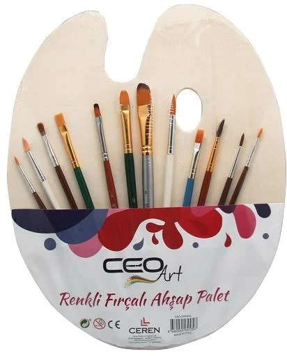 CEOART AHŞAP PALET+12 FIRÇA SET (SENTETİK) CEO-SN0023