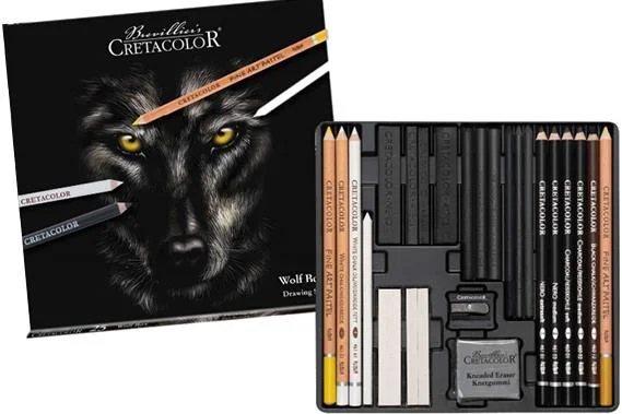 CRETACOLOR WOLFBOX PREMİUM ÇİZİM SETİ METAL KUTU 25 PARÇA 91400-2602