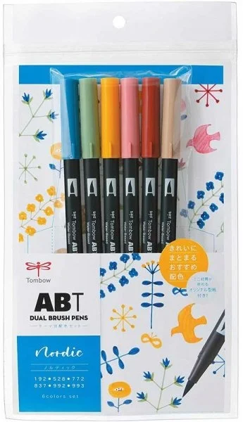 TOMBOW AB-T DUAL BRUSH PEN GRAFİK KALEMİ SETİ 6 RENK NORDIC T-AB-T6CNR