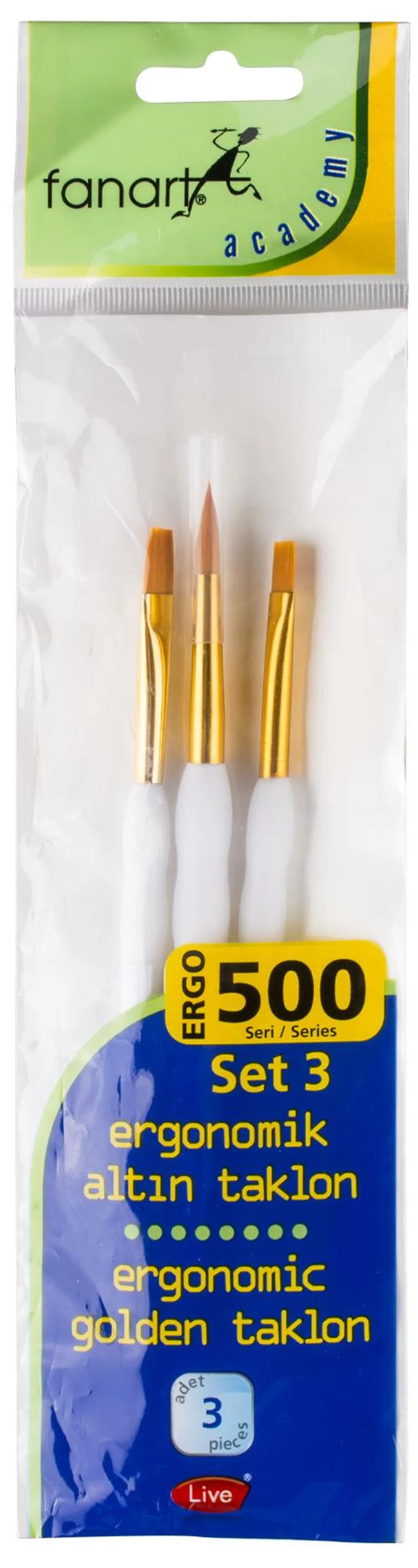 FANART FIRÇA SETİ ACADEMY ERGO 500 SERİSİ NO:3 3 LÜ F-7500E.S3