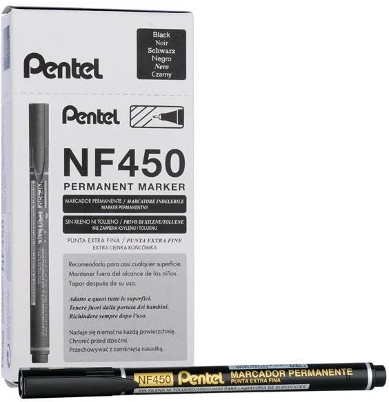 PENTEL PERMANENT MARKÖR MARCADOR NF450 EKSTRA İNCE UÇ SİYAH Y NF450-A