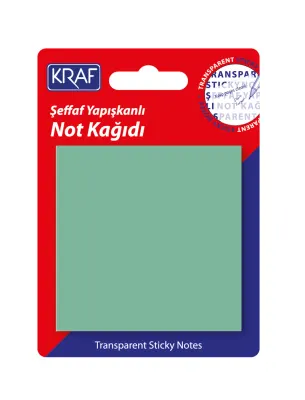 KRAF YAPIŞKANLI NOT KAĞIDI 76x76   50 YP ŞEFFAF YEŞİL 7676TR