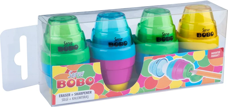 SERVE SİLGİLİ KALEMTIRAŞ BOBO SET 4 LÜ SV-BOBO4KR