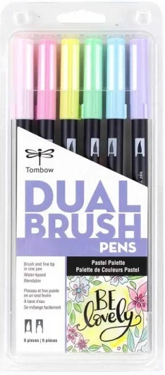 TOMBOW AB-T DUAL BRUSH PEN GRAFİK KALEMİ  SETİ 6 RENK PASTEL (213) T-AB-T-6CPAWMT