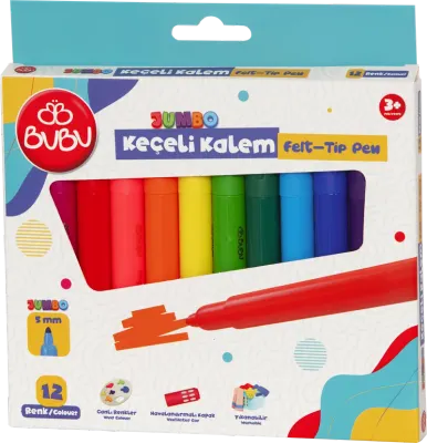BU-BU KEÇELİ KALEM 12 RENK JUMBO KEC003