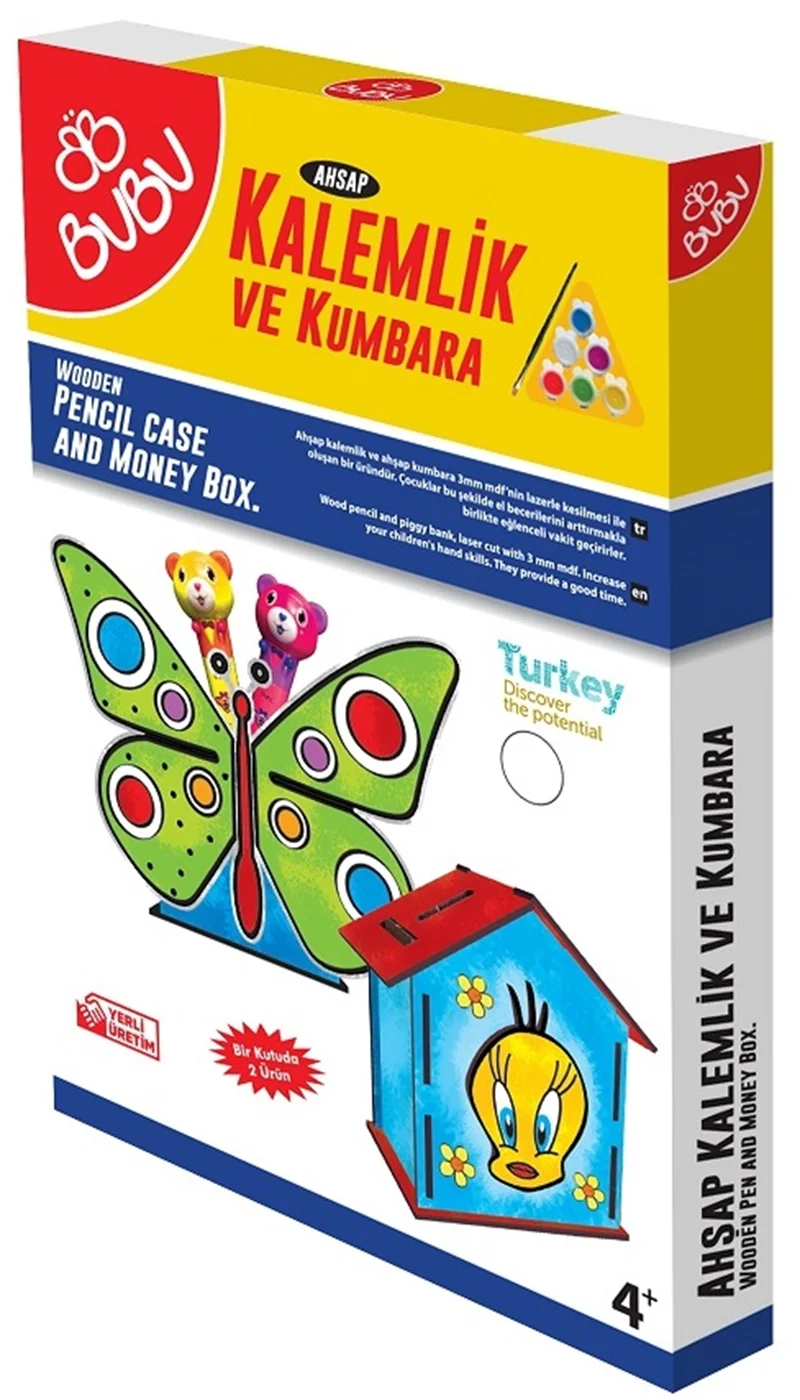 BU-BU KALEMLİK VE KUMBARA AHŞAP BOYAMA