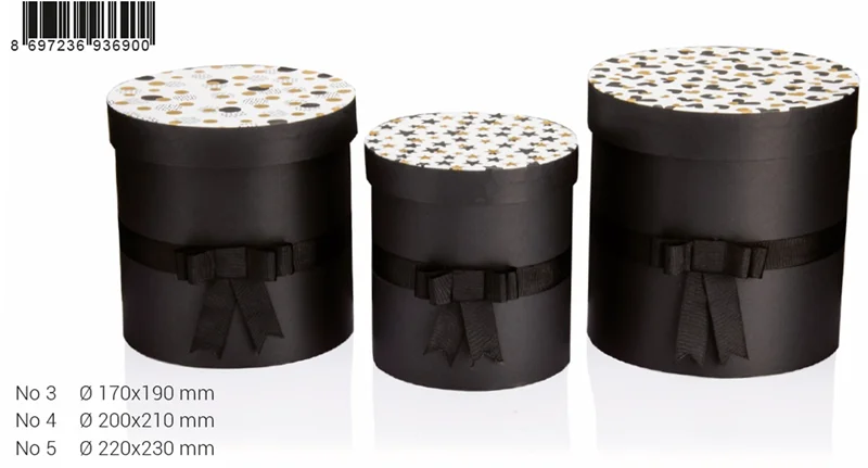 GIPTA KUTU SETİ 3 LÜ SİLİNDİR BLACK WHITE GOLD BX69000