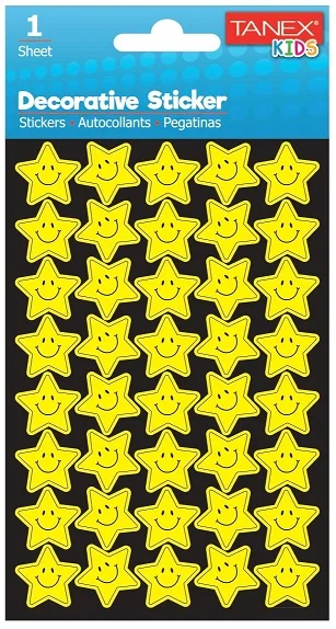 TANEX STICKER GÜLEN YILZDIZLAR SERİSİ 6 ADET TNX-25020