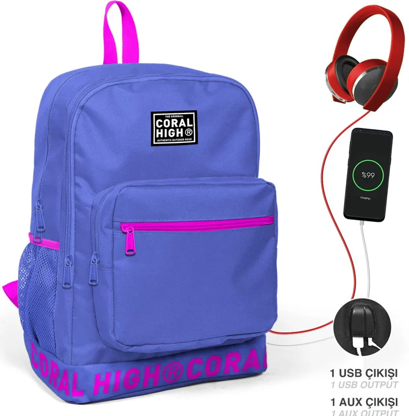 YAYGAN ÇANTA SIRT CORAL HIGH USB+AUX SOKETLİ 24106