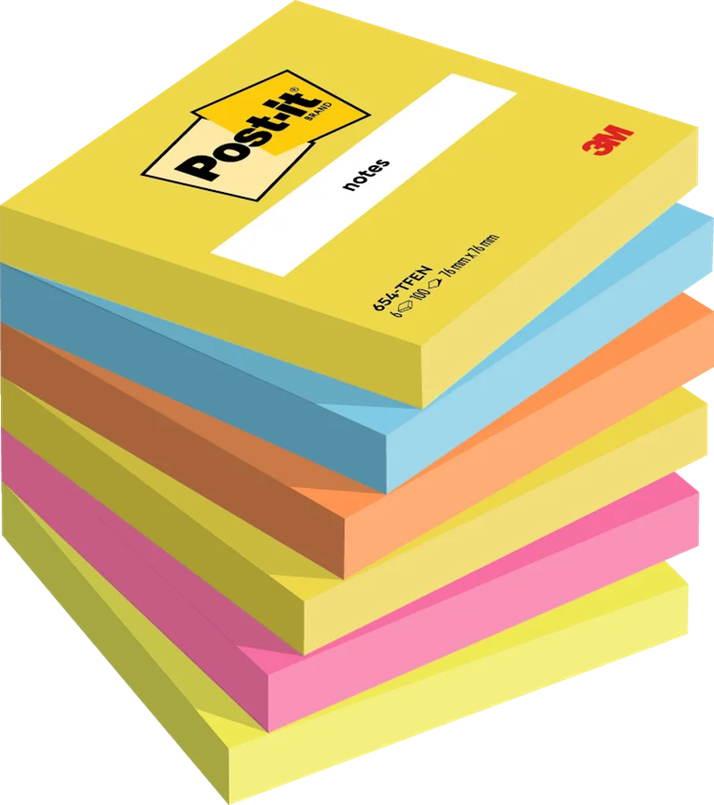 POST-IT YAPIŞKANLI NOT KAĞIDI ENERGETIC 76x76 100 YP 6 LI PAKET 654-TFEN 550600512200