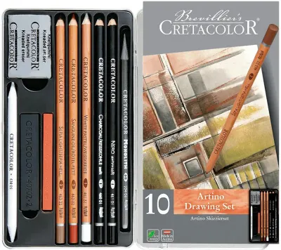 CRETACOLOR ARTİNO ÇİZİM SETİ 10 PARÇA METAL KUTU 40020