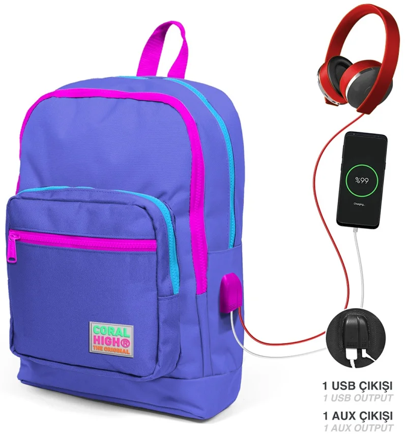 YAYGAN ÇANTA SIRT CORAL HIGH USB+AUX SOKETLİ 23803