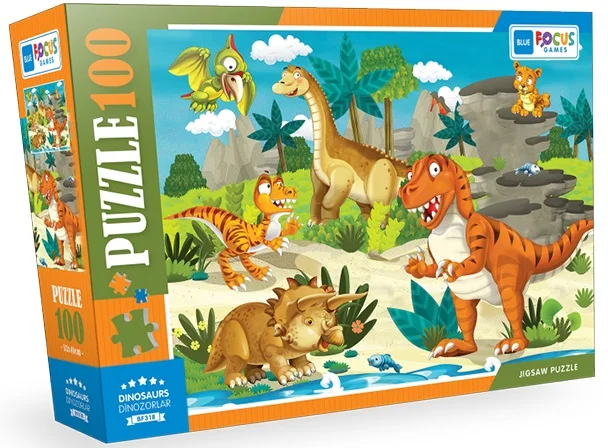 BLUE FOCUS PUZZLE 100 PARÇA DINOSAURS (DİNOZORLAR) BF318