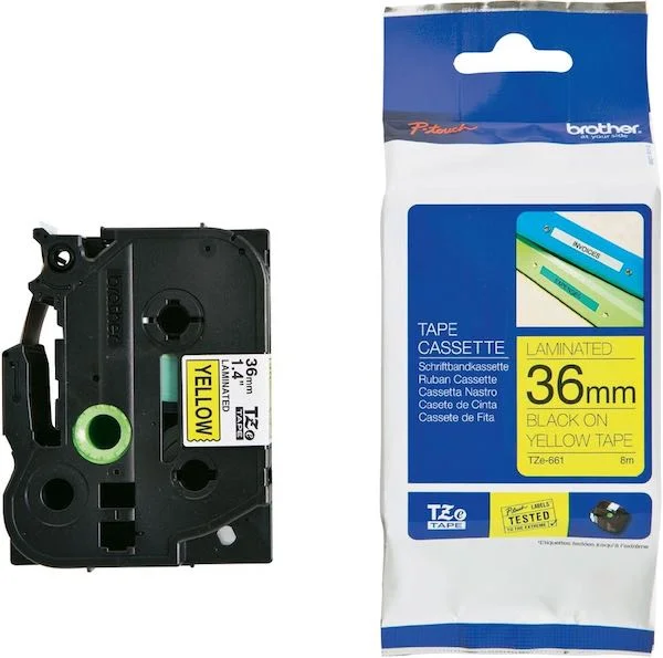 BROTHER PTOUCH ETİKET 36MM SARI-SİYAH TZ661