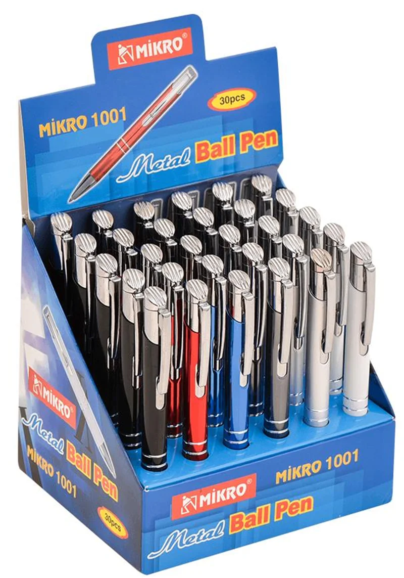 MİKRO TÜKENMEZ KALEM 1001 B/P 30 METAL STANDLI