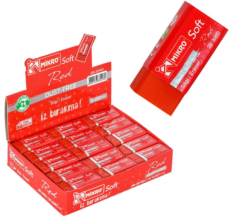 MİKRO SİLGİ 2B-30RD SOFT KIRMIZI 30 LU KUTU