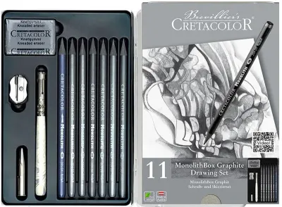 CRETACOLOR MONOLİTH GRAPHİTE SET AĞAÇSIZ ESKİZ KALEM SETİ 11 PARÇA METAL KUTU 20430