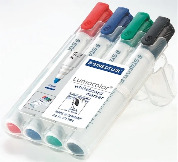 STAEDTLER BEYAZ TAHTA KALEMİ LUMOCOLOR KESİK UÇ KARIŞIK RENK 4 LÜ 351 B WP4