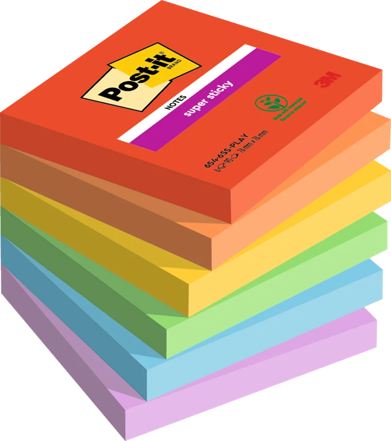 POST-IT YAPIŞKANLI NOT KAĞIDI SS PLAYFUL 76x76 90 YP 6 LI PAKET 654-6SS-PLAY 550600511800