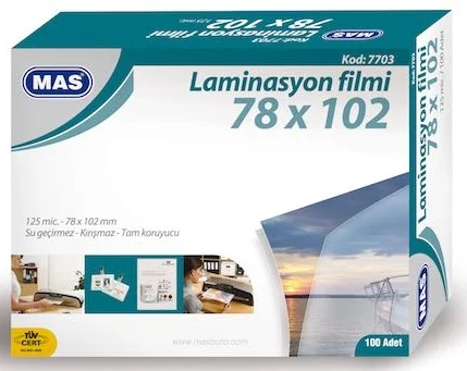 MAS LAMİNASYON FİLMİ 125 MIC 78X102 7703