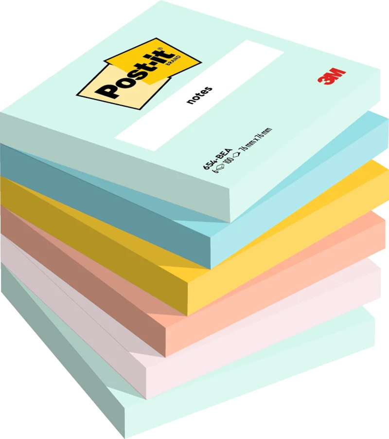 POST-IT YAPIŞKANLI NOT KAĞIDI BEACHSIDE 76x76 100 YP 6 LI PAKET 654-6-BEA 550600512500