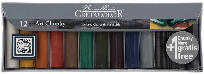 CRETACOLOR ART CHUNKY COLORED CHARCOAL RENKLİ KÖMÜR ÇUBUK SETİ 12 RENK 49799