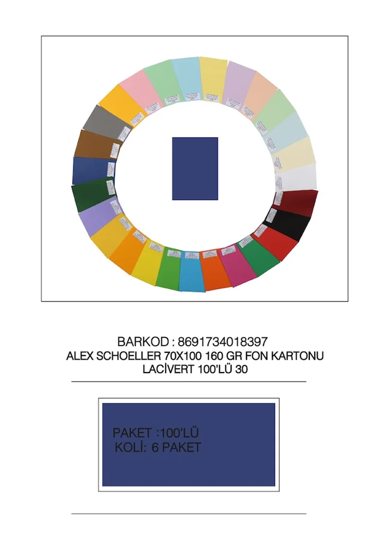 ALEX FON KARTONU 160GR 70X100 LACİVERT 100 LÜ 30