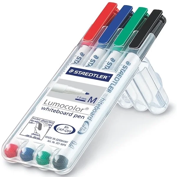 STAEDTLER BEYAZ TAHTA KALEMİ LUMOCOLOR 1.0 KARIŞIK RENK 4 LÜ SET 301 WP4