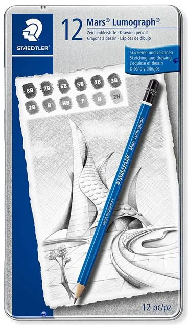 STAEDTLER KURŞUN KALEM DERECELİ MARS LUMOGRAPH SET 12 Lİ METAL KUTU 100 G12 S