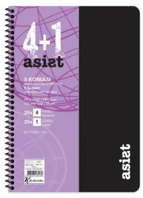 KESKİN DEFTER ASİST A4 PP KAPAK AYRAÇLI 4+1 125 YP. 351523