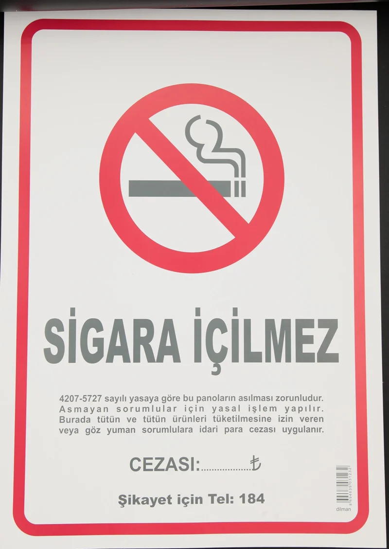 DİLMAN SİGARA İÇİLMEZ LEVHASI 30x50 24 LÜ 3123