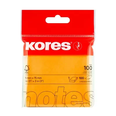 KORES YAPIŞKANLI NOT KAĞ 75X75MM NEON TURUNCU 100YP 47090