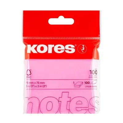 KORES YAPIŞKANLI NOT KAĞ 75X75MM NEON PEMBE 100YP 47091