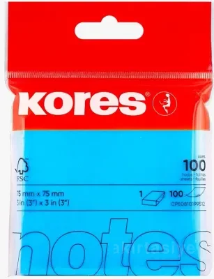 KORES YAPIŞKANLI NOT KAĞ 75X75MM NEON MAVİ 100 YP 47094