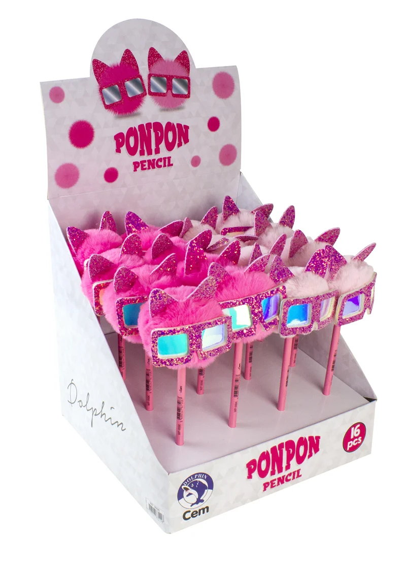 DOLPHIN KURŞUN KALEM PONPON KEDİ BAŞLIKLI WP-9996