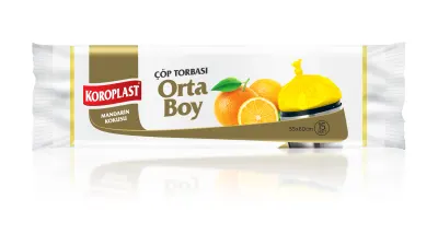 KOROPLAST ÇÖP TORBASI ORTA 55x60 MANDARİN KOKULU 15 Lİ ST01500520