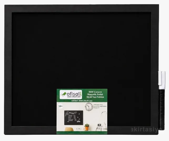 5K OFİSALL PLANLAMA TAHTASI PARLAK SİYAH AHŞAP ÇERÇEVE 30x40 CM OFS047-3040