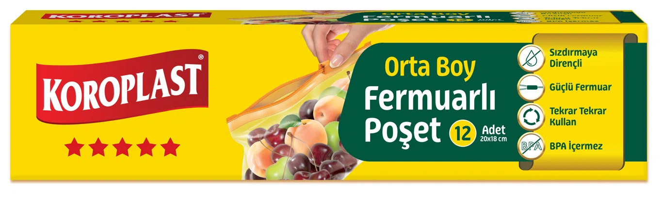 KOROPLAST FERMUARLI ÇANTA 20x18 CM ORTA BOY 12 Lİ ST01000015