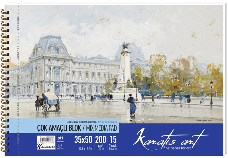 KESKİN RESİM BLOK KARATİS ART 35x50 200 GR SPİRALLİ 15 YP. 486008