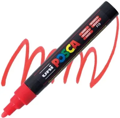 UNİ POSTER MARKÖRÜ POSCA PC-5M 1.8-2.5 FOSFORLU KIRMIZI