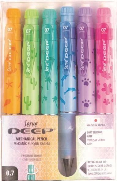 SERVE VERSATİL KALEM DEEP 0.7 SET 6 LI DOĞA PASTEL PET SV-DEEP0.7DPAS6PKR